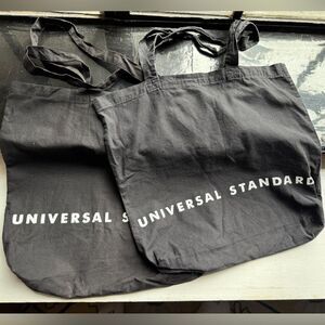 TWO UNIVERSAL STANDARD Cloth Tote Bags Black